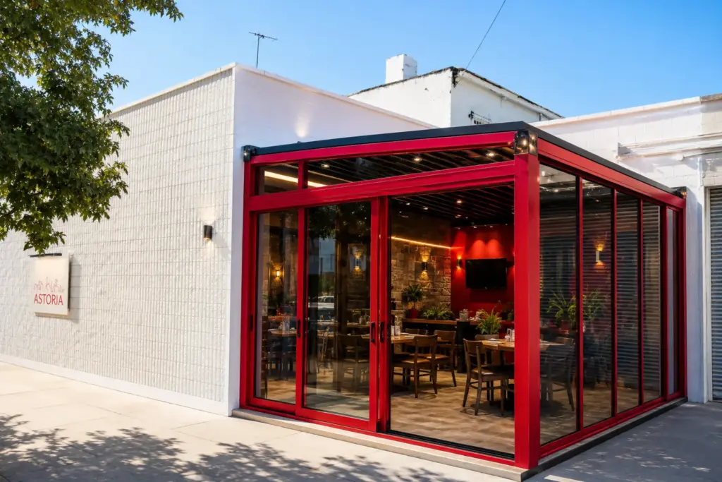 Custom Motorized Pergola & Four-Season Restaurant Expansion – Astoria, NY