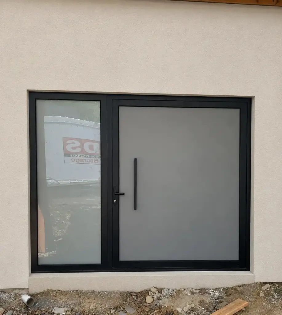 Custom Thermally Broken Aluminum Pivot Door Installation