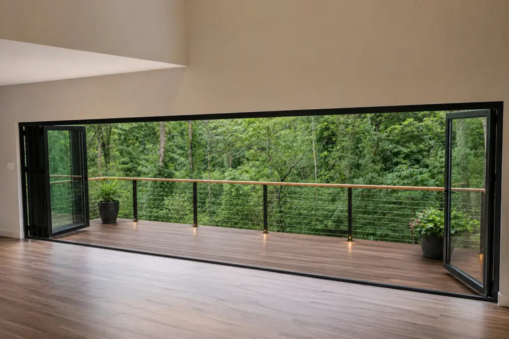 Custom 26′ x 7′ Thermally Broken Aluminum Bi-Fold Door Installation – Paramus, NJ